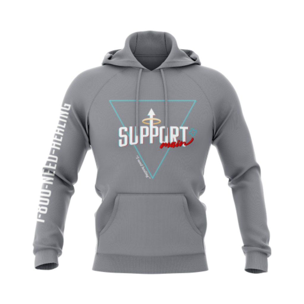 Support Main [DTF] Unisex Tri-Blend Pullover Hoodie Gray